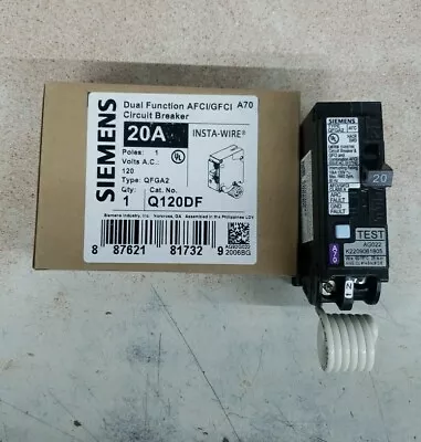 Buy Siemens Dual Function Circuit Breaker Afci/Gfci  50 Amp Q120DF • 56.99$