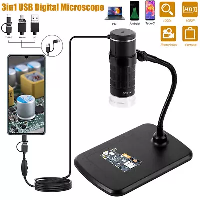 Buy 1000X Digital Microscope Magnifier 1080P HD Camera For PCB Soldering Inspect • 23.28$
