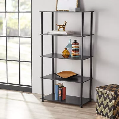 Buy Mainstays No Tools 5-Shelf Storage Bookcase, True Black Oak... • 34.88$