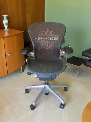 Buy RARE Herman Miller Aeron HARLEY DAVIDSON Polished Aluminum Chair Size B Medium • 1,995$