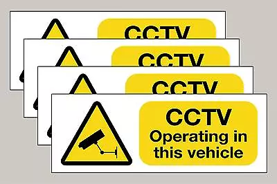 Buy  4 Double Sided Yellow Vehicle CCTV Stickers Taxi Minibus Etc Free 1st P&P • 2.96$