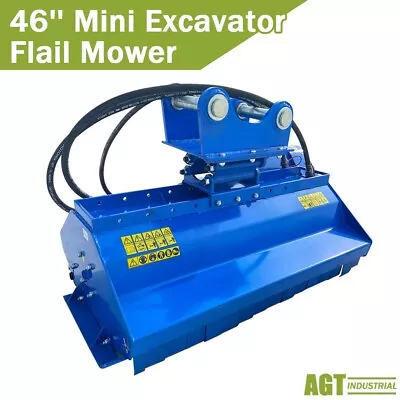 Buy AGT Skid Steer  Flail Mower Compact Excavator Mower 46'' Mowing Width 10-16 GPM • 2,425.99$