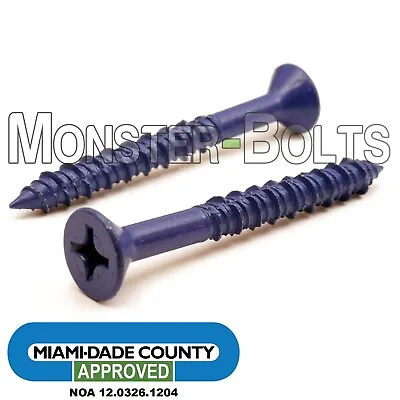 Buy 1/4  X 2-1/4  TapKing Phillips Flat Head Concrete Screws, Miami-Dade Approved • 13.50$