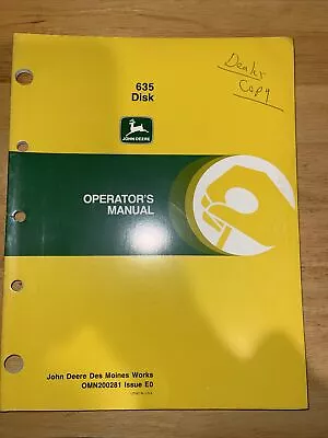 Buy John Deere 635 Disk Operator's Manual OMN200281 Issue E0 • 9.99$