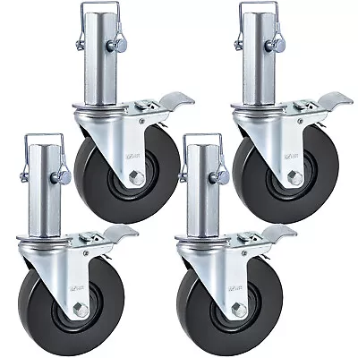 Buy 5  Scaffolding Casters Hard Rubber Wheels W/ Lock Brake 1.25  Square Shank 4 PCS • 35.49$