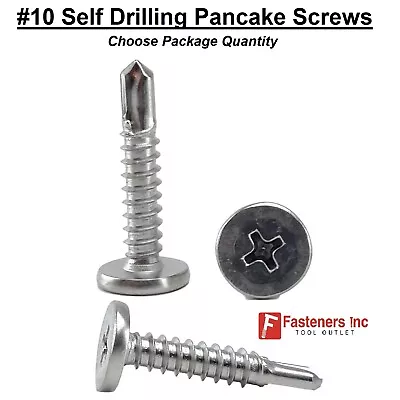 Buy #10 Phillips Pancake Head Self Drilling TEK Screws Zinc Plated (Choose Size) • 16.89$