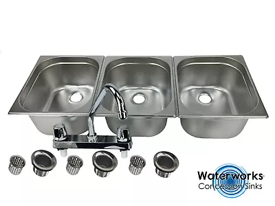 Buy Large 3 Compartment Sink Set For Portable Concession Sinks W/Faucet • 106.95$