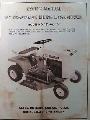 Buy Sears Craftsman 26 Riding Lawn Mower Tractor 6 Hp Owner & Parts Manual 131.96310 • 58.99$