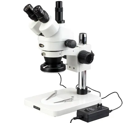 Buy AmScope 3.5X-45X Trinocular Inspection Zoom Stereo Microscope + 144-LED Light • 453.99$