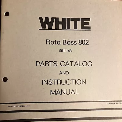 Buy White  Roto Boss 802 Roto Tiller 990-148 Parts Catalog And Instruction Manual • 12.95$