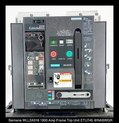 Buy Siemens WL WLL2A316 Circuit Breaker (M/O,D/O) ~ 1000 Amp - Unused Surplus • 15,000$