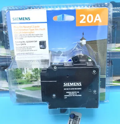 Buy New Circuit Breaker Siemens Q220AFCN 20 Amp 2 Pole AFCI Plug On Neutral READ • 59.99$