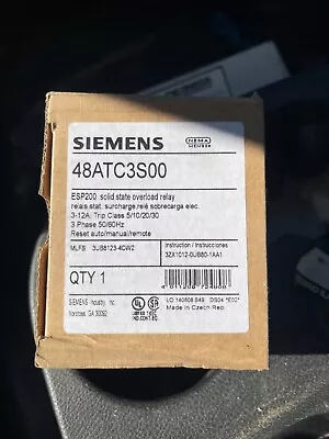 Buy SIEMENS 48ATC3S00 ESP200 Electronic Overload Relay 3UBB123 4CW2 3-12 AMP • 100$