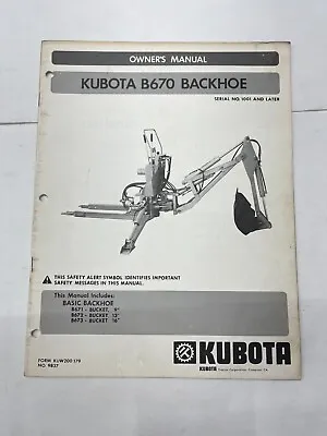 Buy Kubota Owner's Manual For B670 Backhoe • 15$