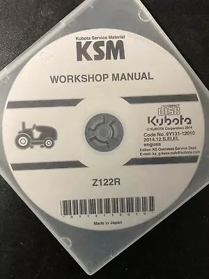 Buy Kubota Z122r Zero Turn Mower Service Shop Repair Workshop Manual Cd/dvd • 38$