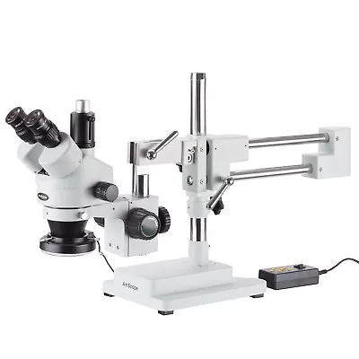 Buy AmScope 7X-135X Trinocular Stereo Microscope With 4-Zone 144-LED Ring Light • 753.99$