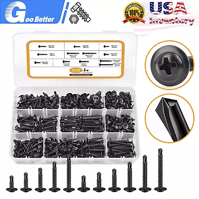 Buy 415PCS Self Tapping Black Oxide Screws Set Stainless Steel Phillips Truss Head • 23$