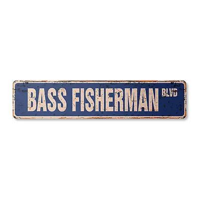 Buy BASS FISHERMAN Vintage Street Sign Metal Plastic Fish Fishing Boat Rod Lover • 13.99$