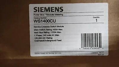 Buy 400 AMP SIEMENS WS1400CU Siemens Power Mod™ WS1400CU  Fusible Disconnect Switch • 4,250$
