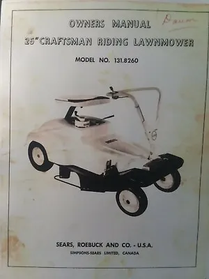 Buy Sears Craftsman 26  Riding Lawn Mower 6 Hp Tractor 131.8260 Owner & Parts Manual • 64.99$