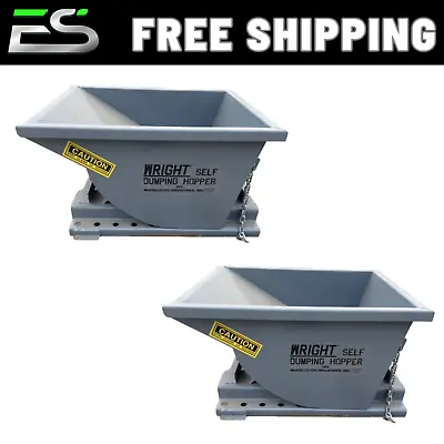 Buy Two-1/4 Yd Wright Self Dumping Hoppers-dumpster-scrap-trash-fork Lift-ships Free • 1,756$