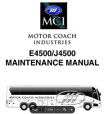 Buy Mci Motor Coach Industries E4500 J4500 Maintenance Manual Service Shop Repair  • 39.99$