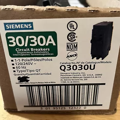 Buy NEW - Siemens QT 30-amp/30-amp 1-Pole Tandem Circuit Breaker - Q3030U • 11.99$