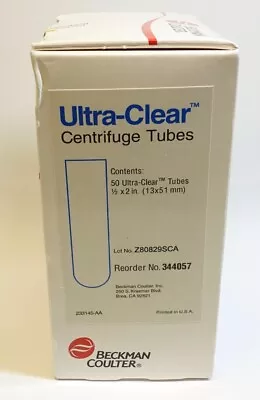 Buy Beckman Coulter 5mL Open-Top Centrifuge Tube, 13x51mm, 50 Pk, P.N. 344057; NEW • 90$