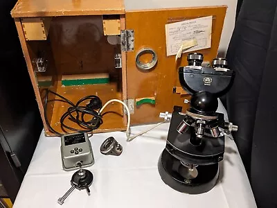Buy Vintage Carl Zeiss Germany Microscope With Box (Untested) • 277.42$