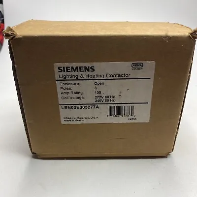 Buy Siemens LEN00E003277A Lighting & Heating Contactor 3P 100A 240-277V 50/60Hz • 225$