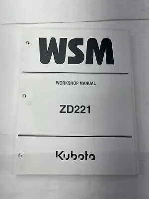 Buy Workshop Manual For Kubota Zero Turn Mower Model ZD221 • 45$