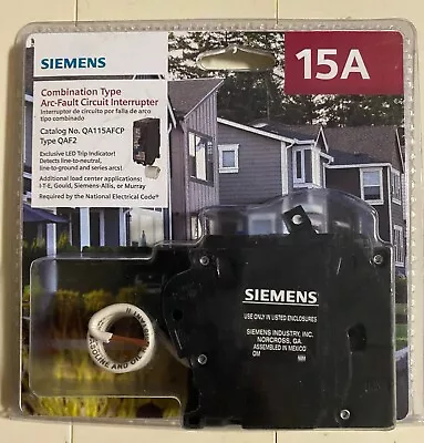 Buy Siemens QA115AFCP  15 Amp Arc-Fault Circuit Interrupter QAF2 • 35$