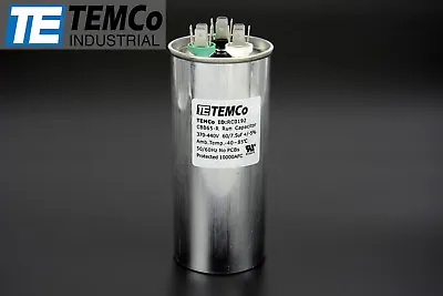Buy TEMCo 60/7.5 MFD UF Dual Run Capacitor 370 440 Vac Volts AC Motor HVAC 60+7.5 • 15.95$