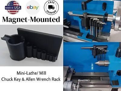 Buy Mini Metal Lathe, Mini Mill - Chuck Key & Allen Wrench Set Holder MAGNETIC Mount • 7.99$