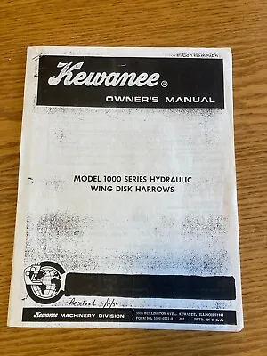 Buy Kewanee Model 1000 Disk Harrow Owner's Manual • 6$