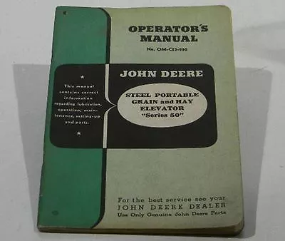 Buy John Deere Operators Manual Steel Portable Grain And Hay Elevator Series 50 • 15.99$
