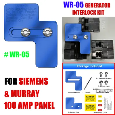 Buy Generator Interlock Kit Wr-05 For Siemens & Murray 100 Amp Panel Listed Panels • 42.99$