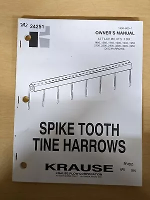 Buy Krause Spike Tooth Harrows Owner's Manual With Parts List • 18.83$