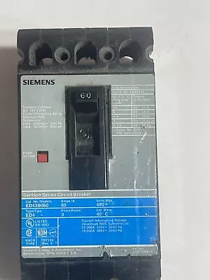 Buy Siemens Sentrun Circuit Breaker 60amp Ed43b060 480 V. 3-pole • 110$