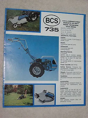 Buy 1970's BCS 735 GARDEN TILLER TRACTOR AND ATTACHMENTS 8 PAGE BROCHURE MINT • 75$