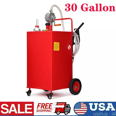 Buy Fuel Caddy Fuel Storage Gas Diesel Tank 30 Gallon 4 Wheels W/ Manuel Pump Red • 183.33$