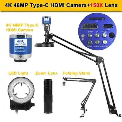 Buy 1-150X Zoom Lens Soldering Microscopio HD 4K 48MP 1080P Camera Video Microscope • 240.68$