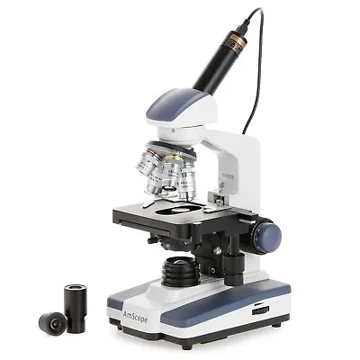 Buy AmScope 40-2500X LED Digital Monocular Compound Microscope 3D Stage 1.0MP Camera • 236.99$