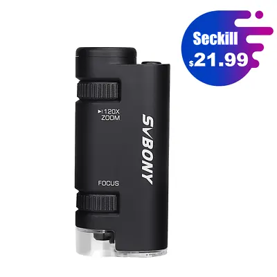 Buy SVBONY SV603 60x-120x Pocket Microscope With LED For Kids Garden Observation • 21.99$