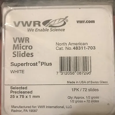 Buy Pkg-72 Super Frost Plus White VWR Microscope Slides • 13.29$