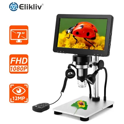 Buy Elikliv Digital Microscope 7'' Screen 1200X Coin Insect Stamp Magnifier Camera  • 85.88$