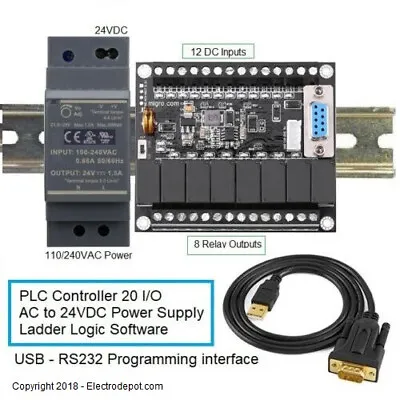Buy PLC Programmable Controller Kit FREE Ladder Logic Software GXDEV, Training Pack • 179.98$