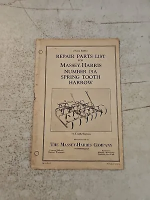 Buy Vintage 1943 Massey-Harris 15A Spring Tooth Harrow Repair Parts List • 14.20$