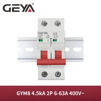 Buy GEYA Mini Circuit Breaker AC MCB 2Pole 4.5kA 6/10/16/25/32/40/50/63Amp Din Rail • 13.13$