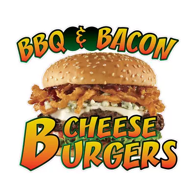 Buy Food Truck Decals Bbq & Bacon Burgers Restaurant & Food Concession Sign White • 11.99$